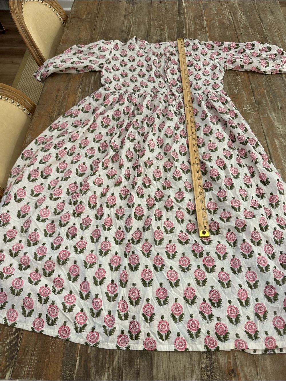 Women’s Pink Rose Print Cotton Dress